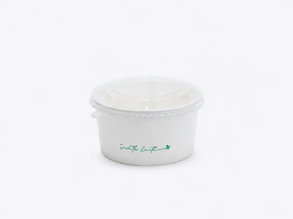 Ensaladera cartón blanco redonda 500ml + tapa