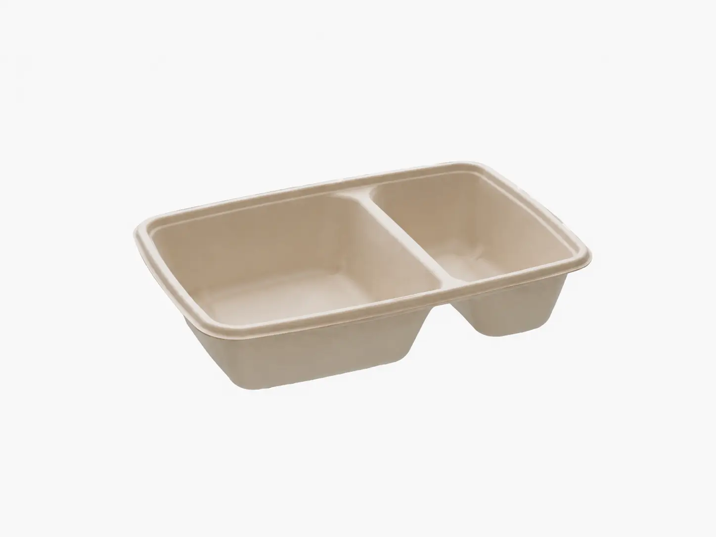 Bandeja rectangular 2 compartimentos 16x23cm de pulpa moldeada