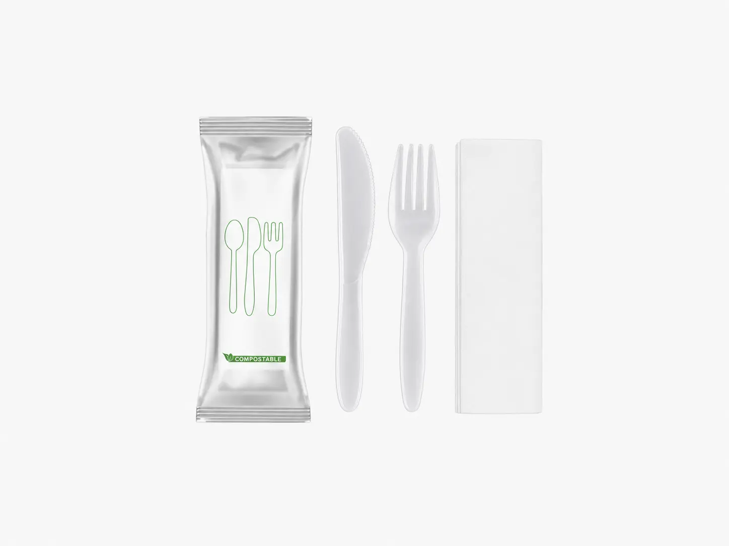 Pack cubiertos transparente 3 pcs 165mm