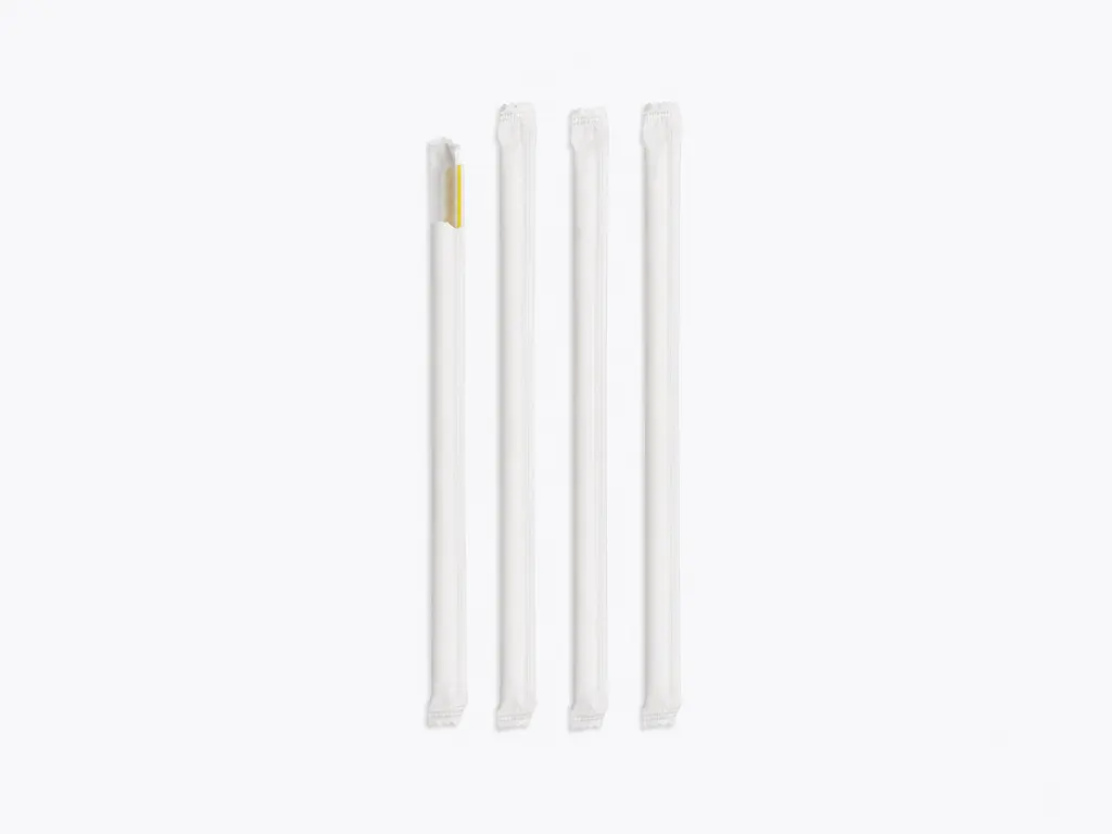 Pajitas papel blancas enfundadas 6x20mm