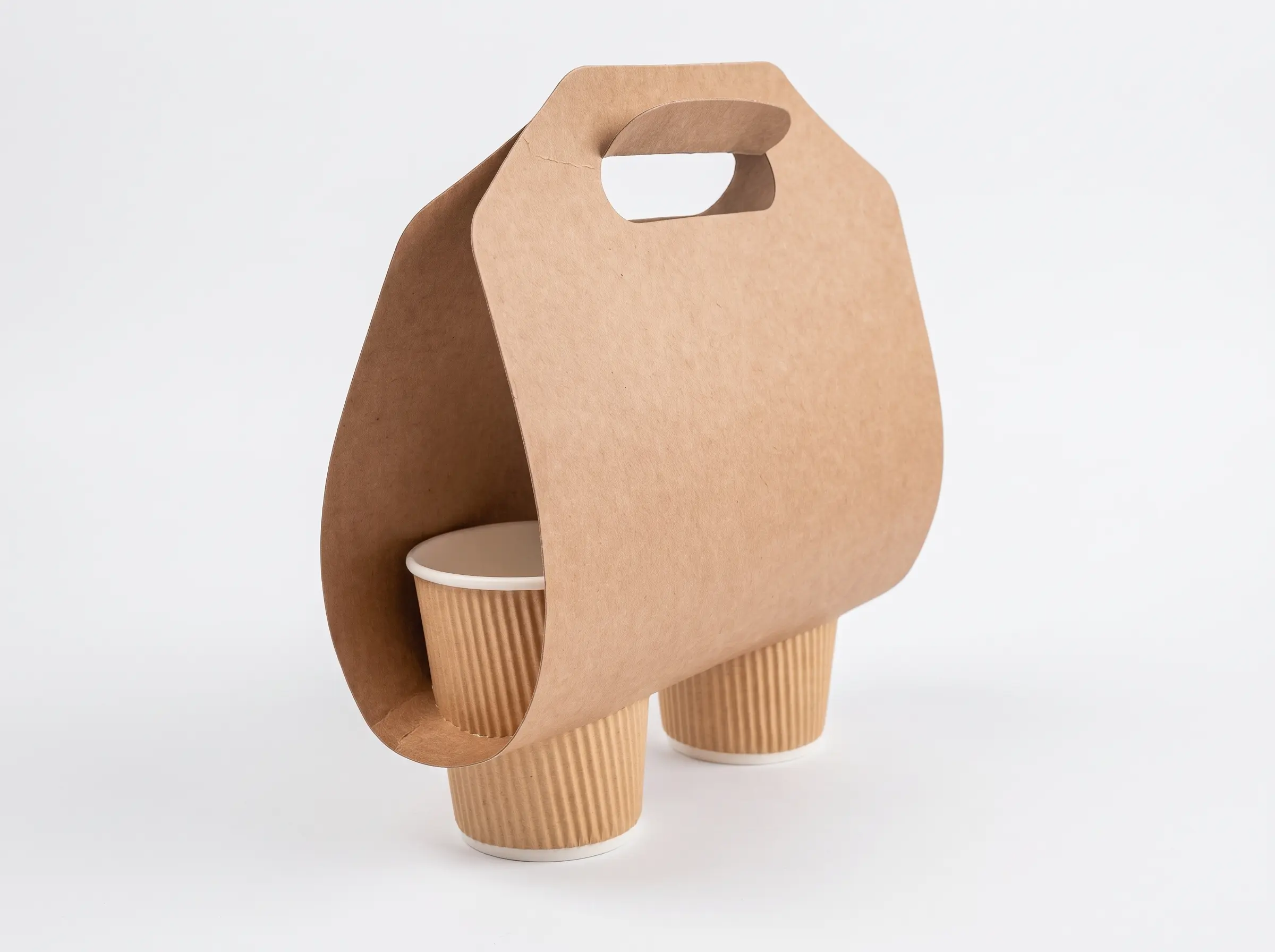 Portavasos kraft con asas para 2 vasos