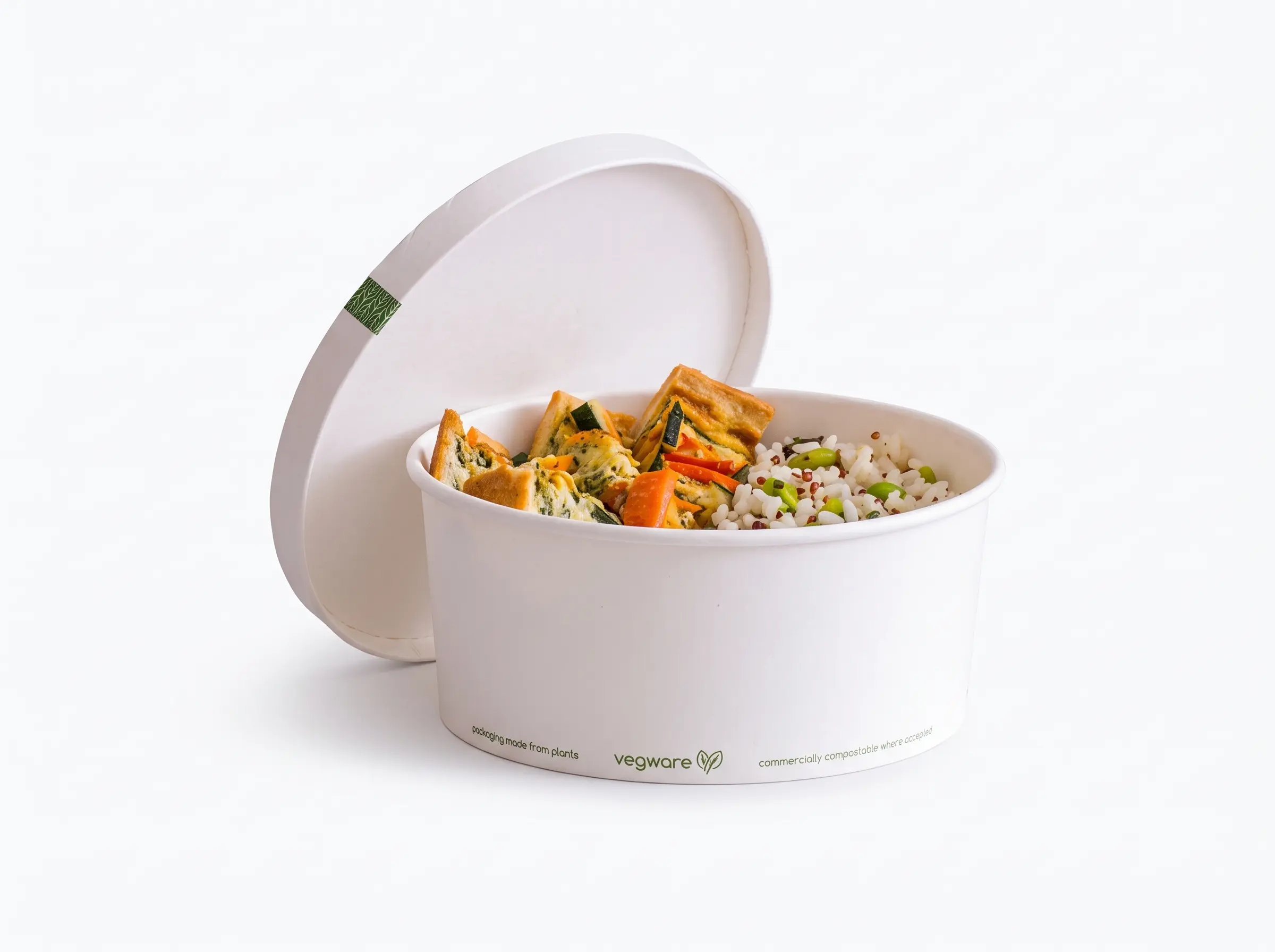 Ensaladera blanca compostable 1450ml